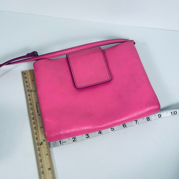 Fossil Neon Pink Genuine Leather Crossbody Purse Wristlet - Picture 7 of 7